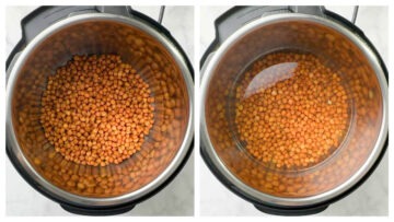 step to add soaked black chickpeas to the pot collage