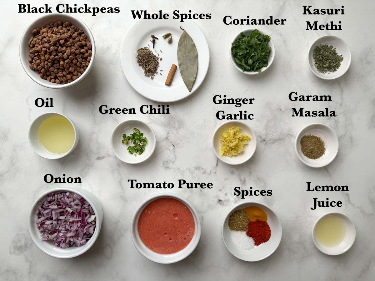 Ingredients for Kala Chana Recipe
