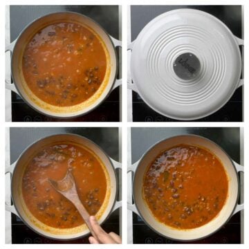 step to simmer the rajma curry in the pot collage