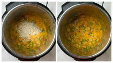 step to add rice and water collage