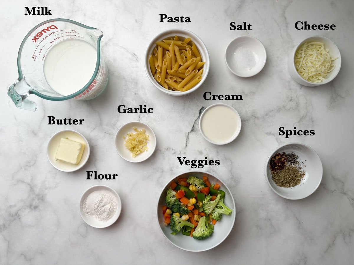 White Sauce Pasta Ingredients