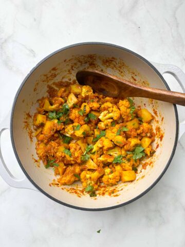 aloo gobi in a dutch oven