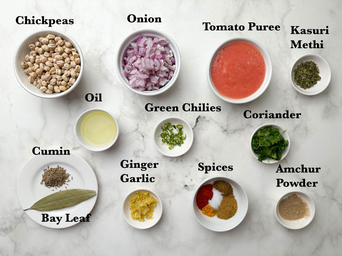 Indian Chana Masala Recipe ingredients