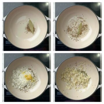 step to saute onion and ginger garlic collage