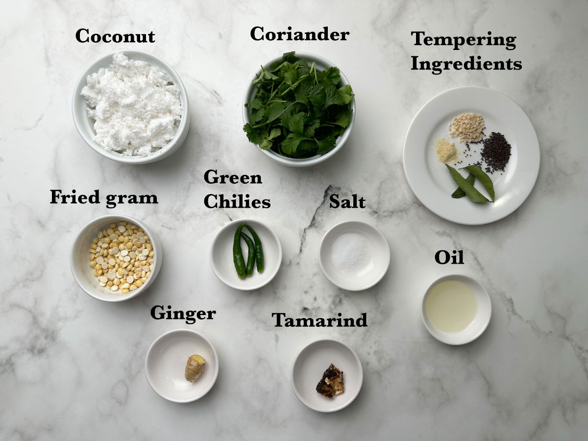 Green Coriander Coconut Chutney ingredients