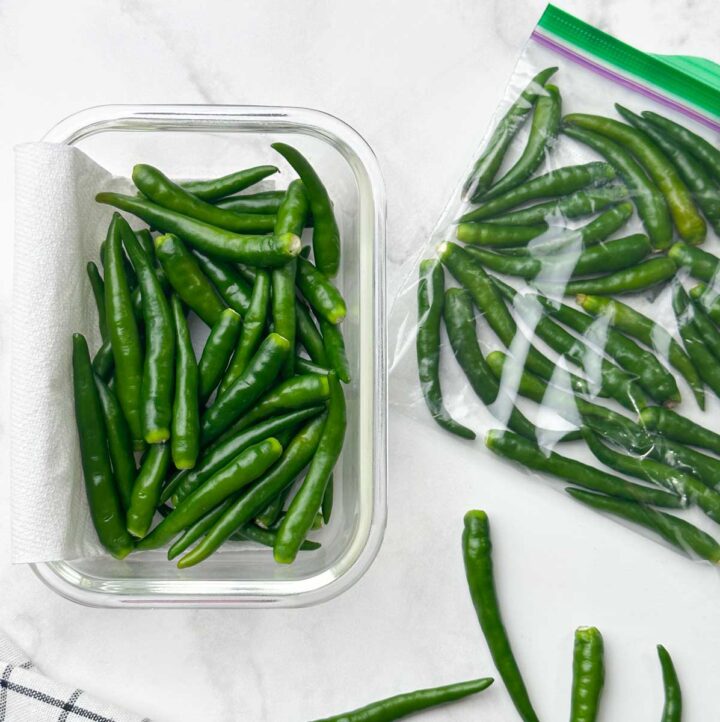 green chilies in ziplock, glass container, how to store them