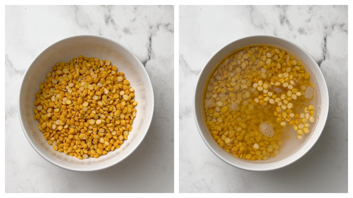 step to soak the chana dal in hot water collage