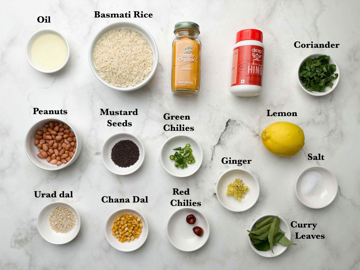 Indian Lemon Rice (Chitranna) ingredients