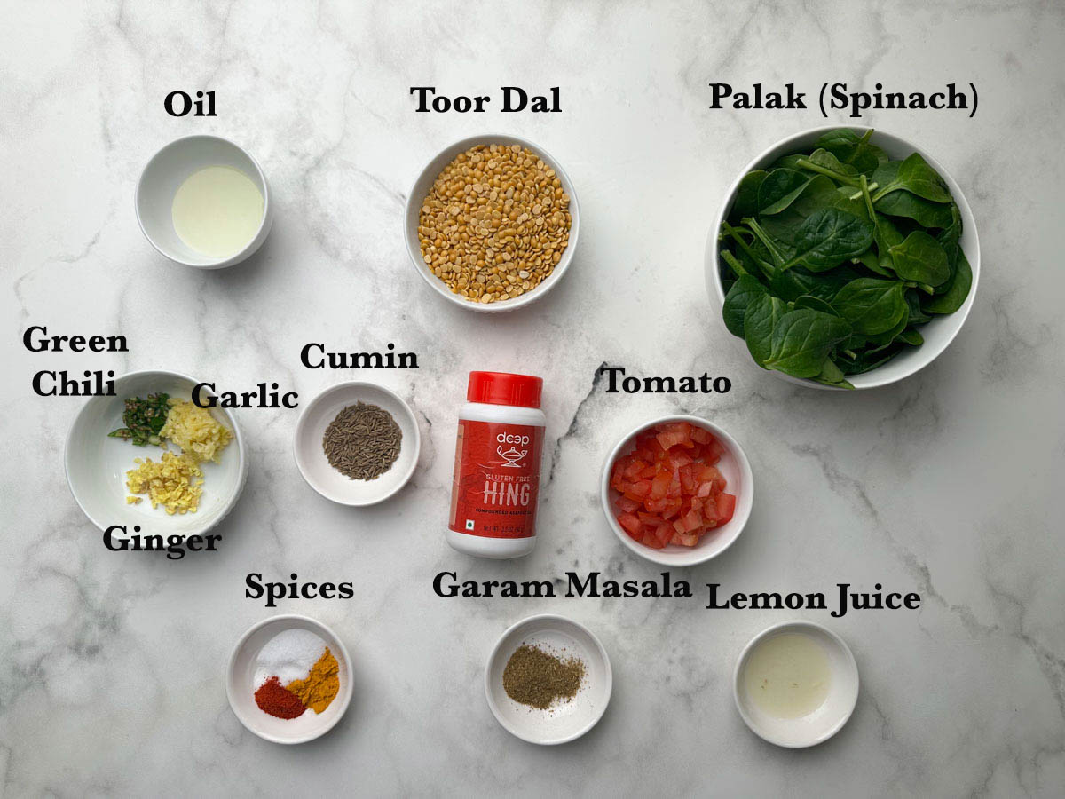 dal palak (spinach dal) recipe ingredients