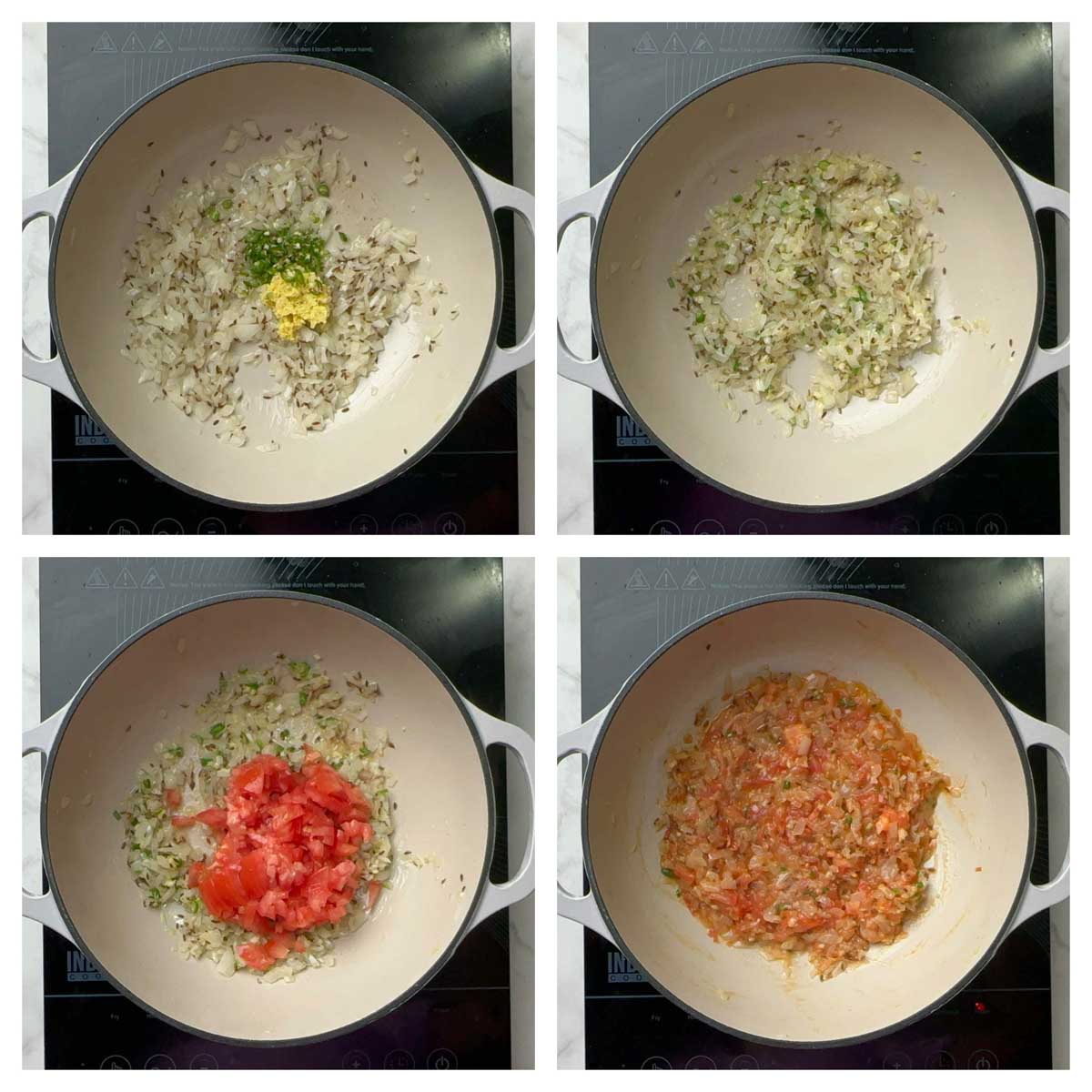 step to saute tomatoes collage