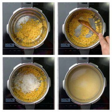 step to cook moong rice mixture in a pressure cooker collage
