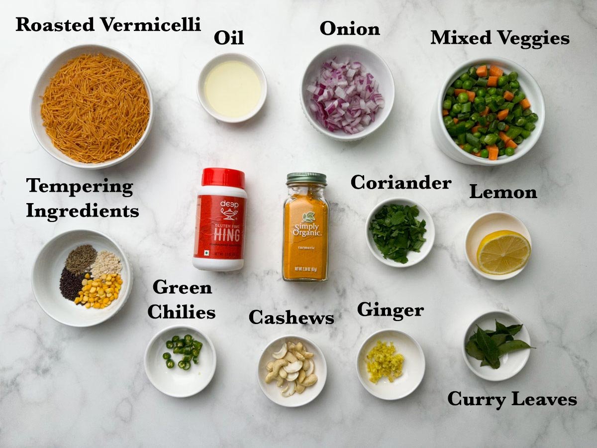 Semiya Upma Recipe ingredients