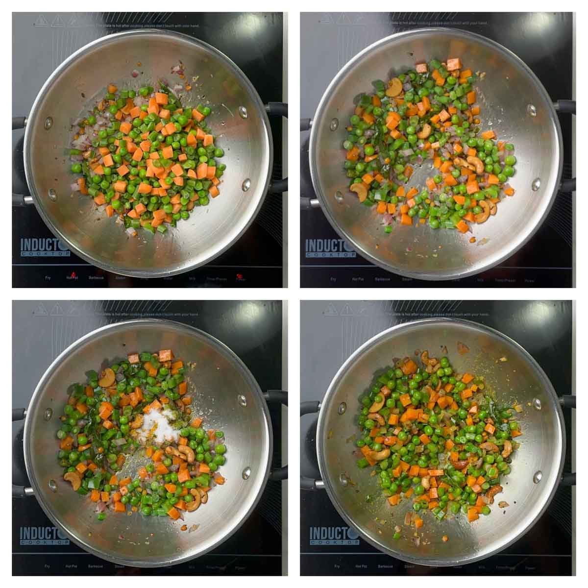 step to cook mixed veggies for semiya upma collage