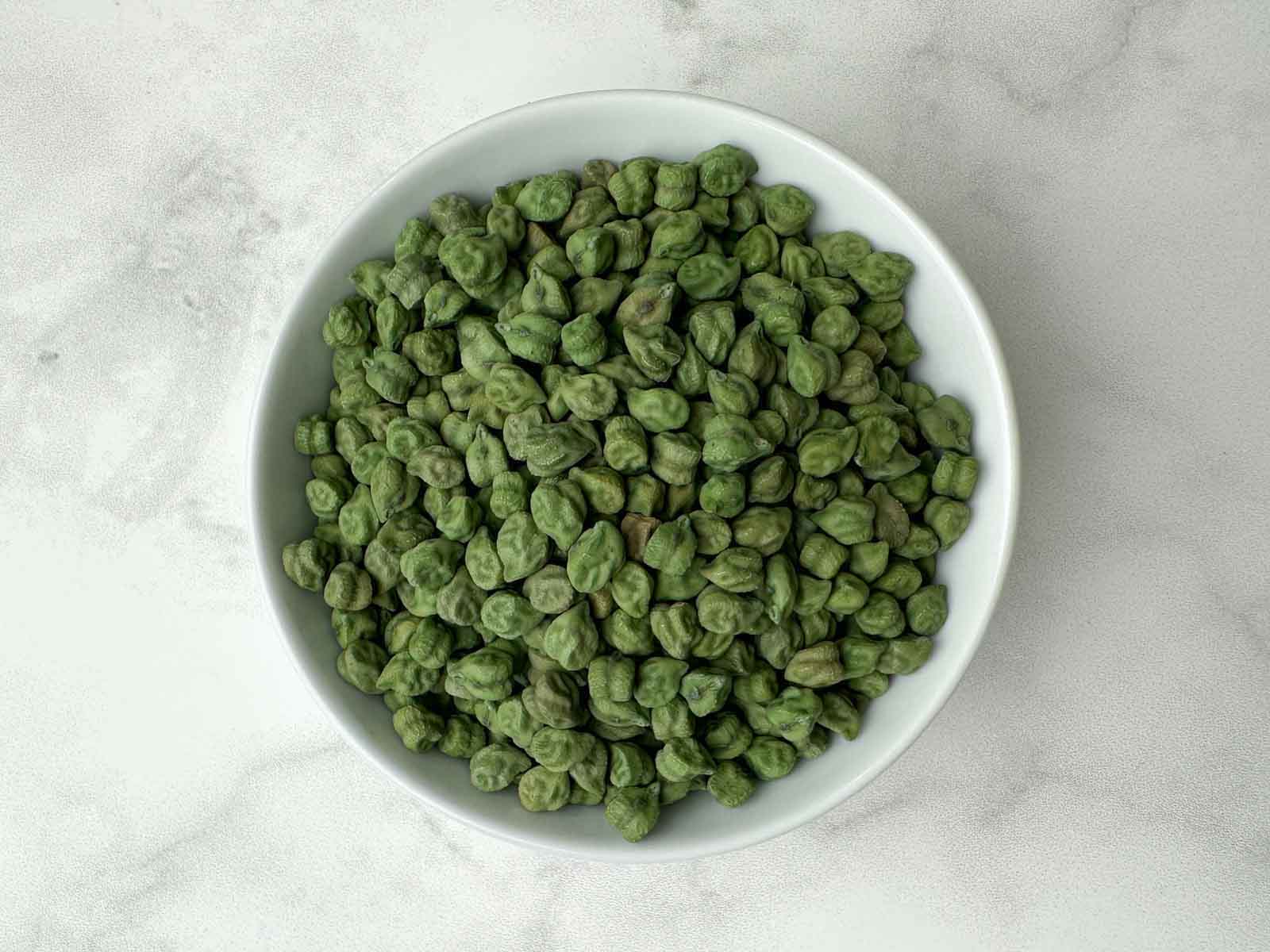 dried green chickpeas in a bowl