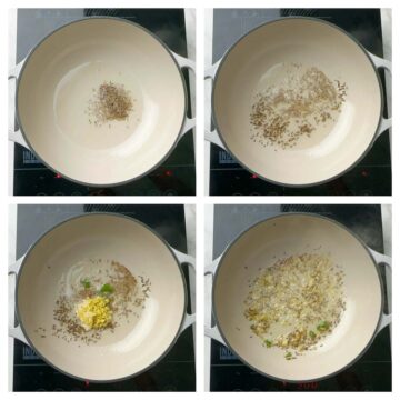step to saute cumin seeds and ginger garlic collage
