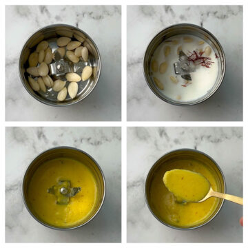 step to blend the soaked almonds collage