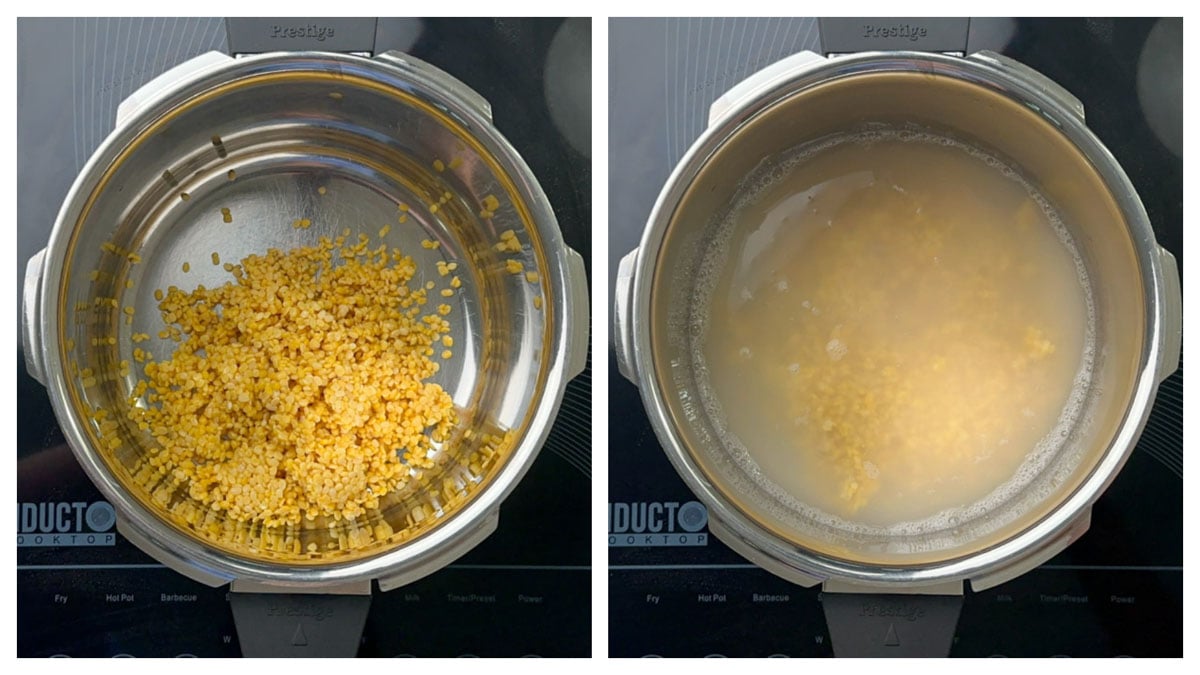 step to cook moong dal in pressure cooker collage