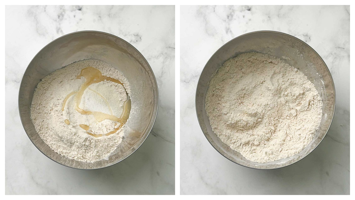 step to add salt, oil wheat flour to make poori collage