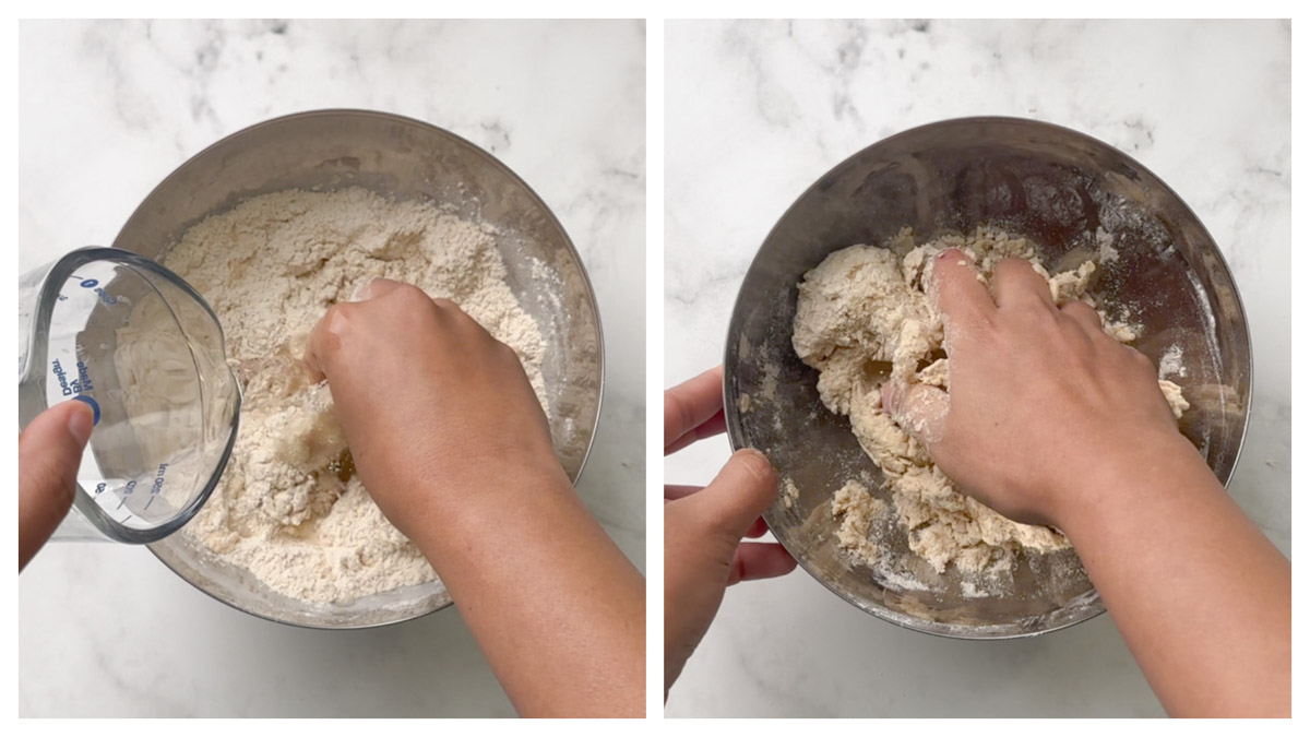 step to knead the poori dough collage