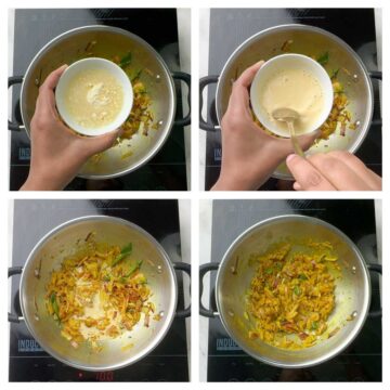 step to add fried gram powder and saute collage