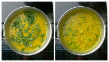 step to add lime juice and coriander to potato sagu collage