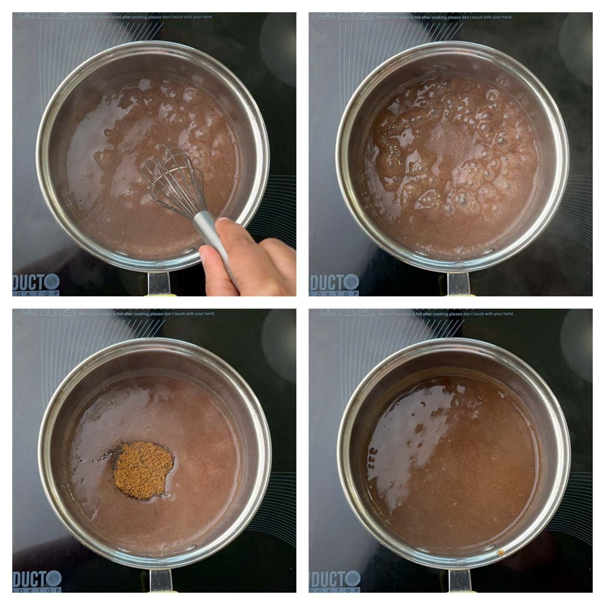 step to cook the ragi mixture and add sweetener collage