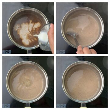 step to add milk and cardamom powder collage