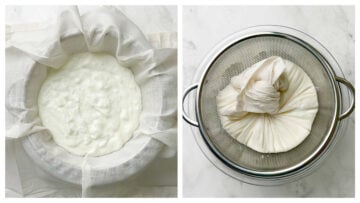 step to add the plain yogurt and tie a knot collage