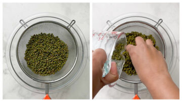 step to rinse the mung beans collage
