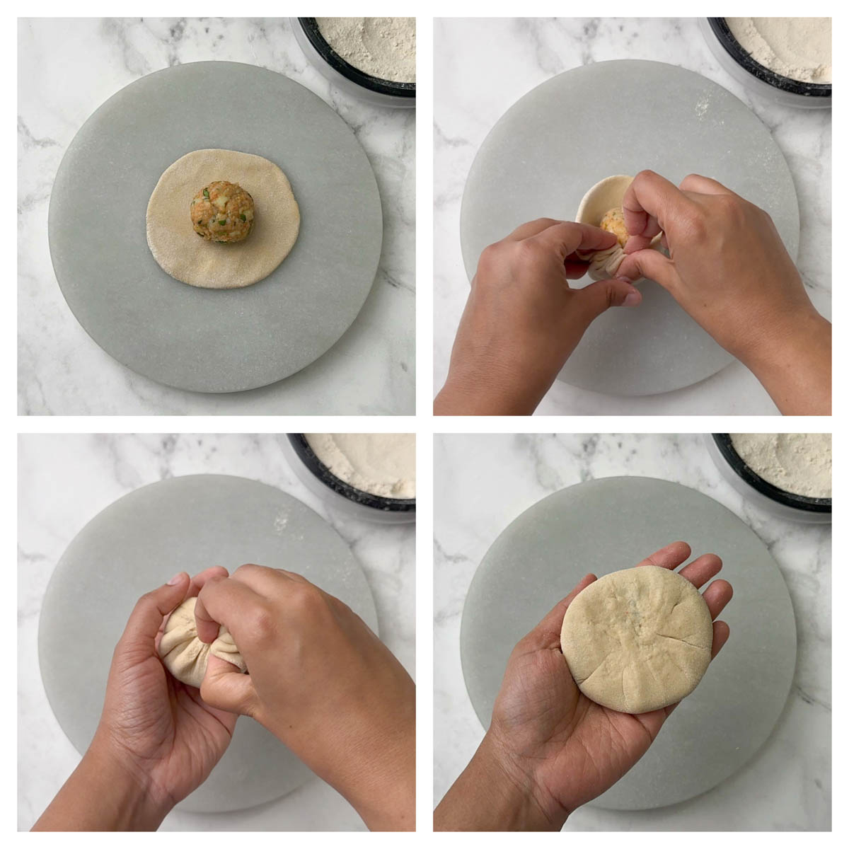 step to keep the filling and seal the paratha collage