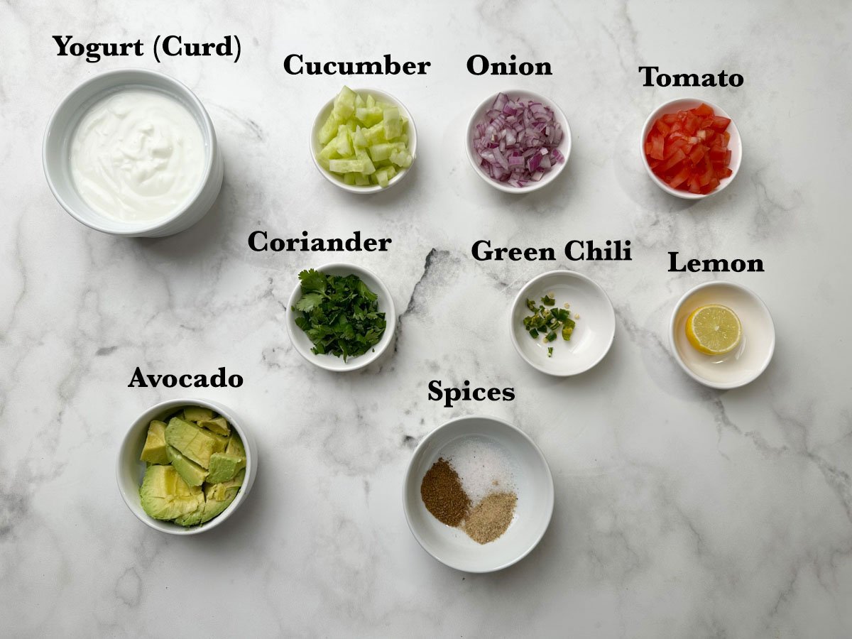 Avocado Raita Recipe ingredients