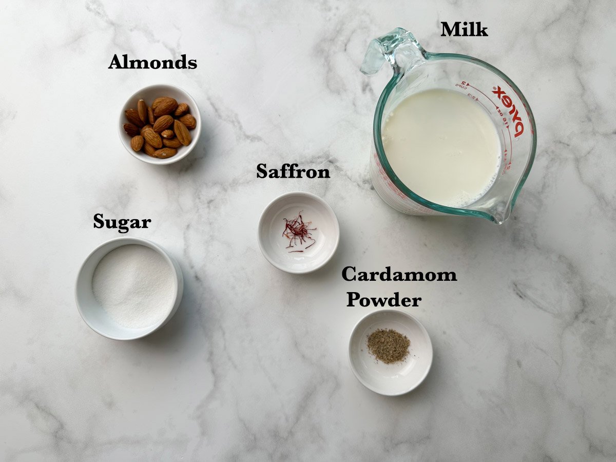 Badam Milk Recipe Ingredients