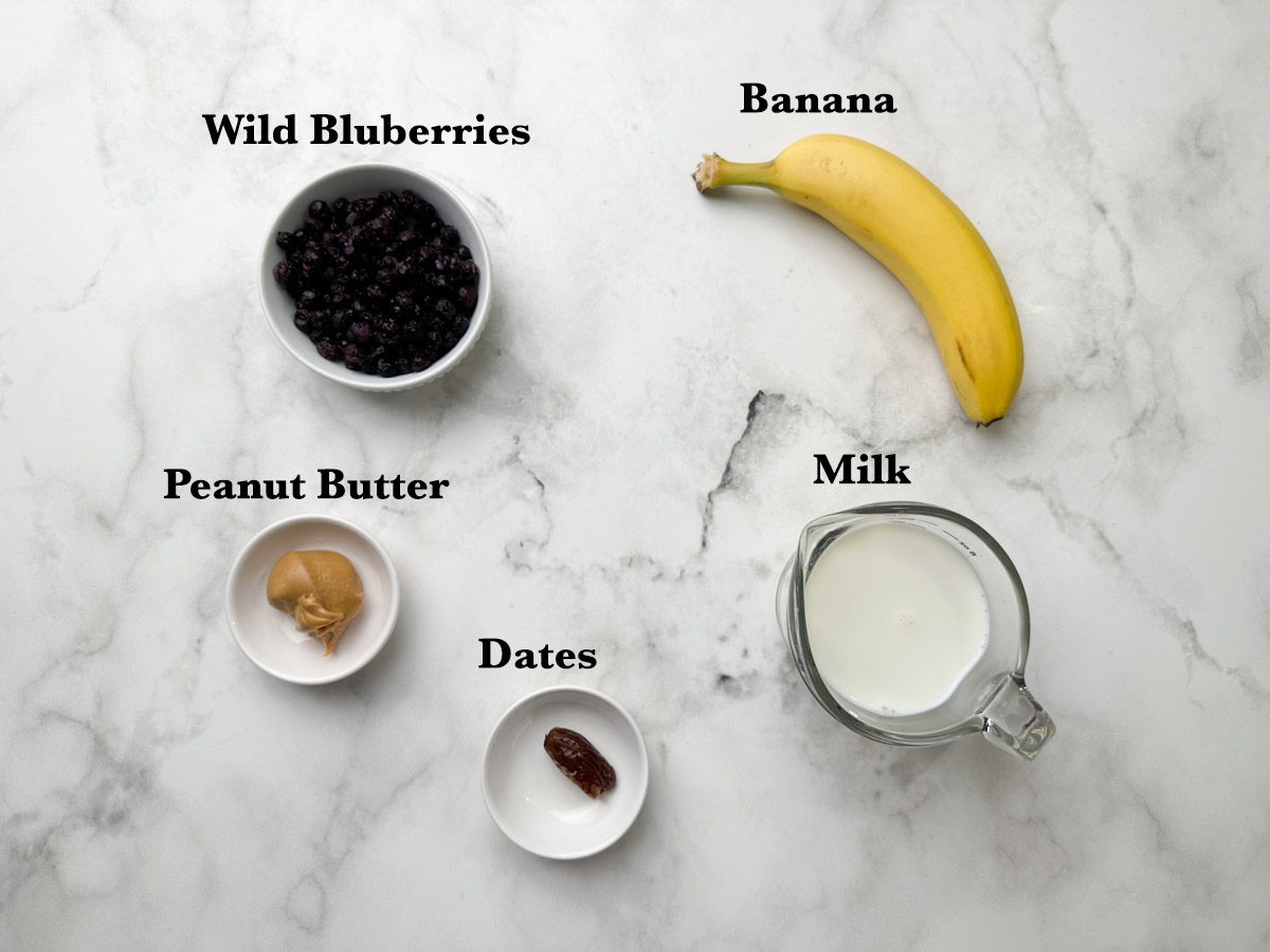 Ingredients for Blueberry Banana Smoothie