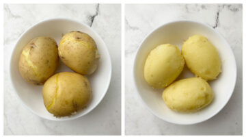 peel boiled potatoes collage