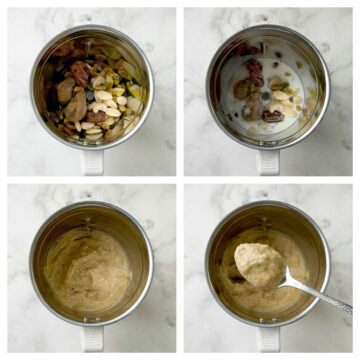 step to blend the dried fruits with little milk collage