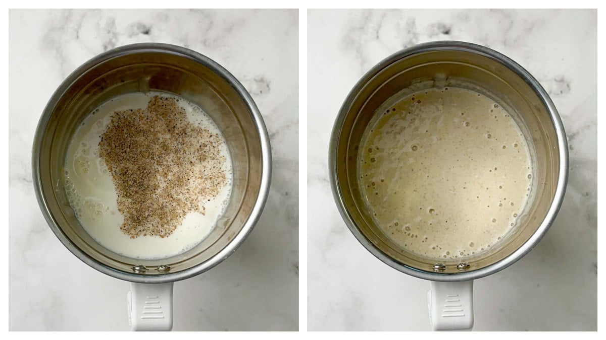 step to blend the with milk and cardamom powder collage