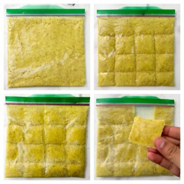 ginger paste in a freezer safe ziplock bag collage