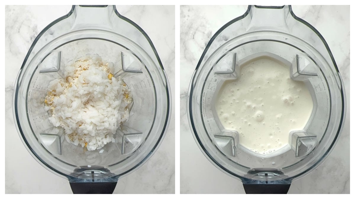 step to grind the batter in vitamix blender to make smooth mixture collage