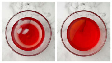 step to mix water and rose syrup collage