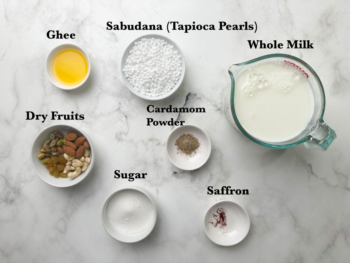 Sabudana Kheer Ingredients