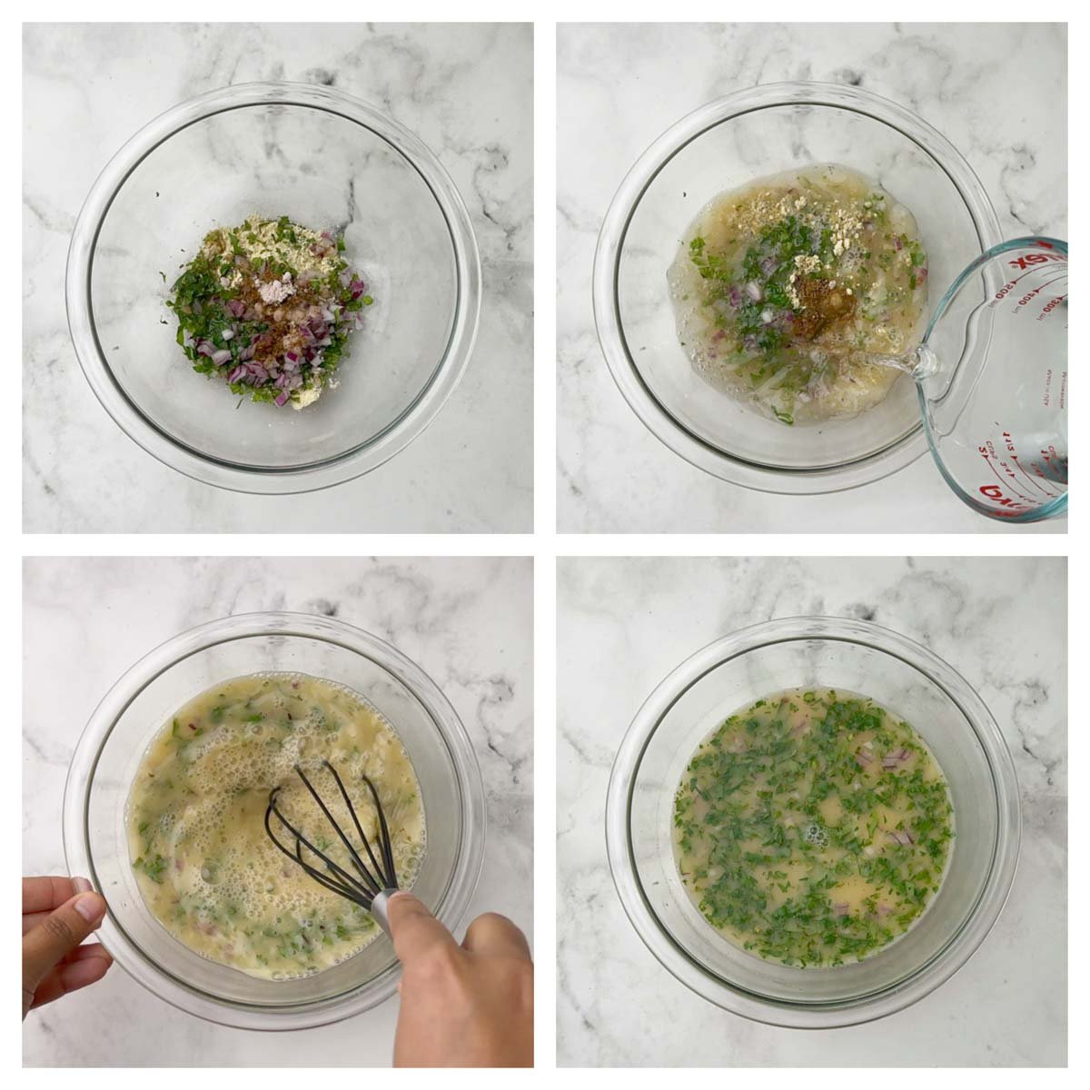 step to mix all the ingredients in a bowl collage