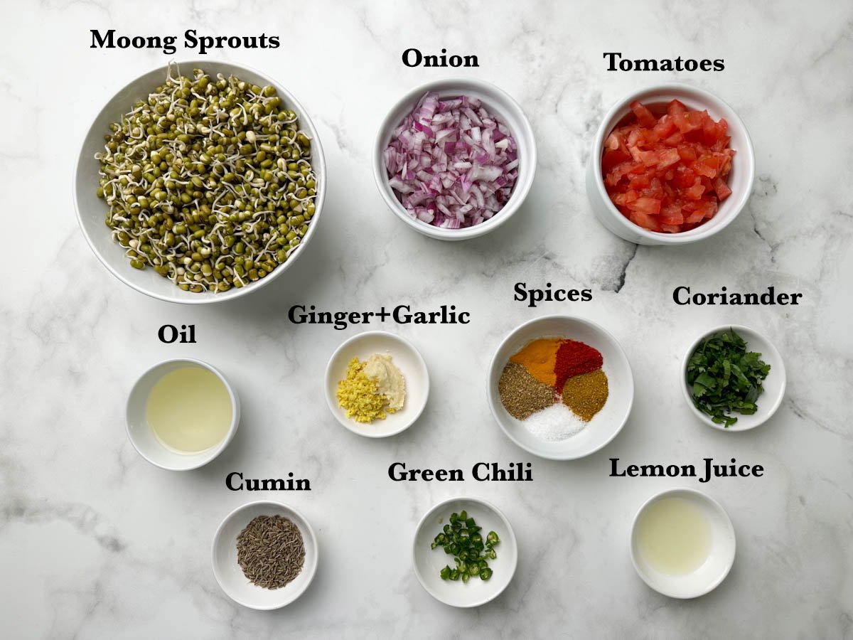 moong sprouts curry ingredients