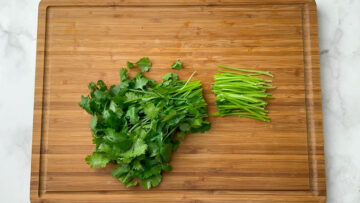 step to trim the stalks from the leaves