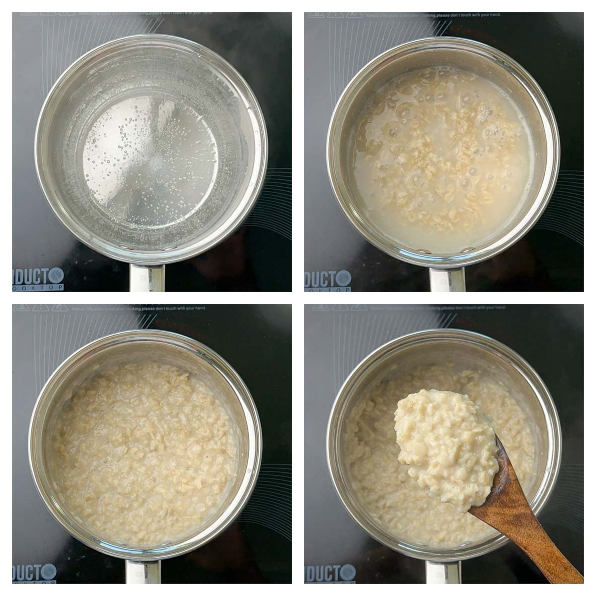 step to cook rolled oats collage
