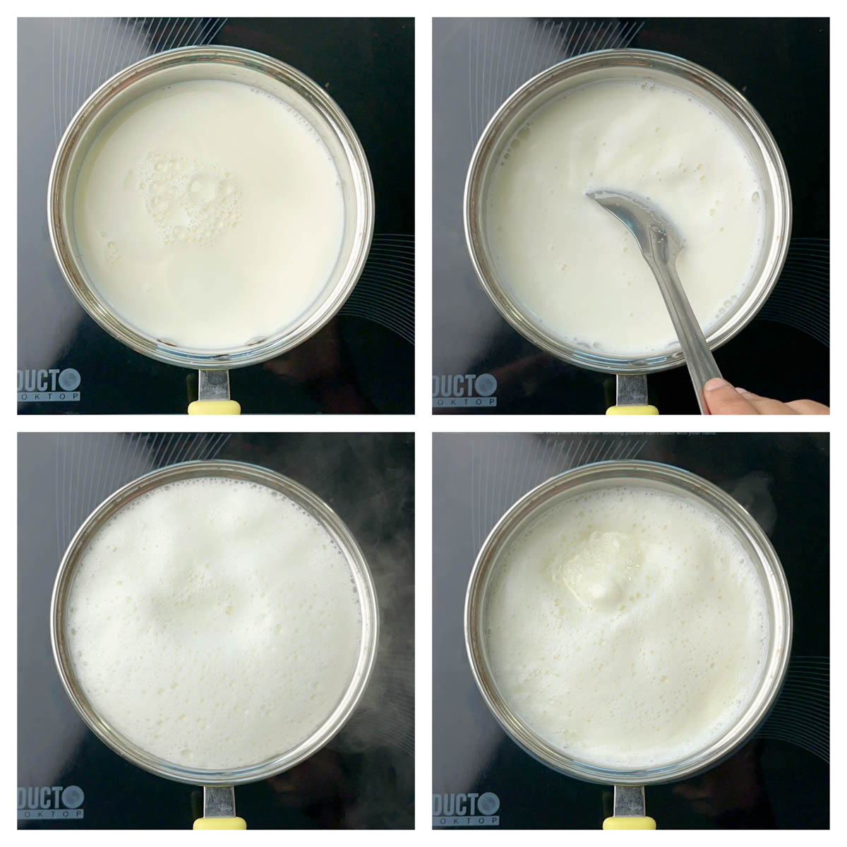 step to boil the milk collage