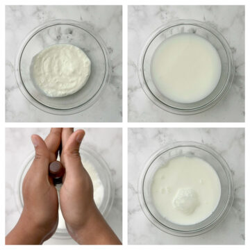 step to churn the yogurt collage
