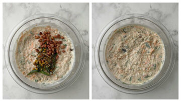 step to add the tempering to the curd millet collage