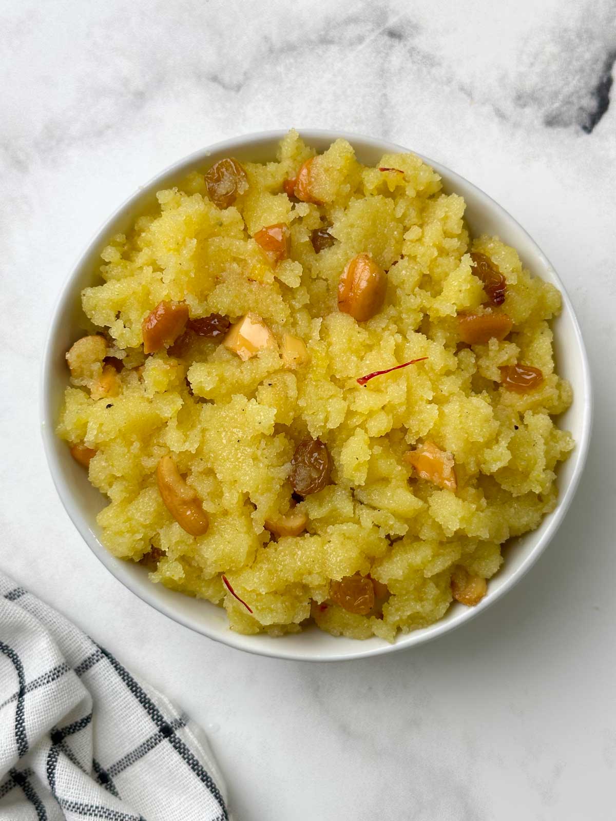 Rava Kesari served in a bowl