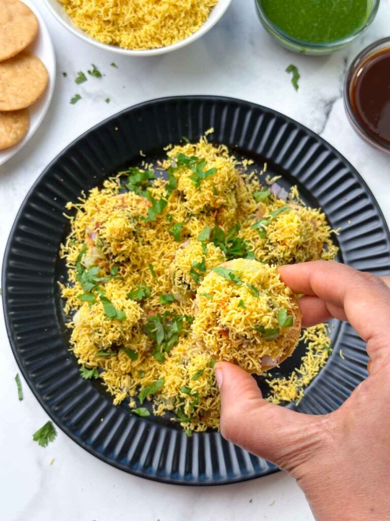 Sev Puri Recipe (Sev Batata Puri) - Indian Veggie Delight