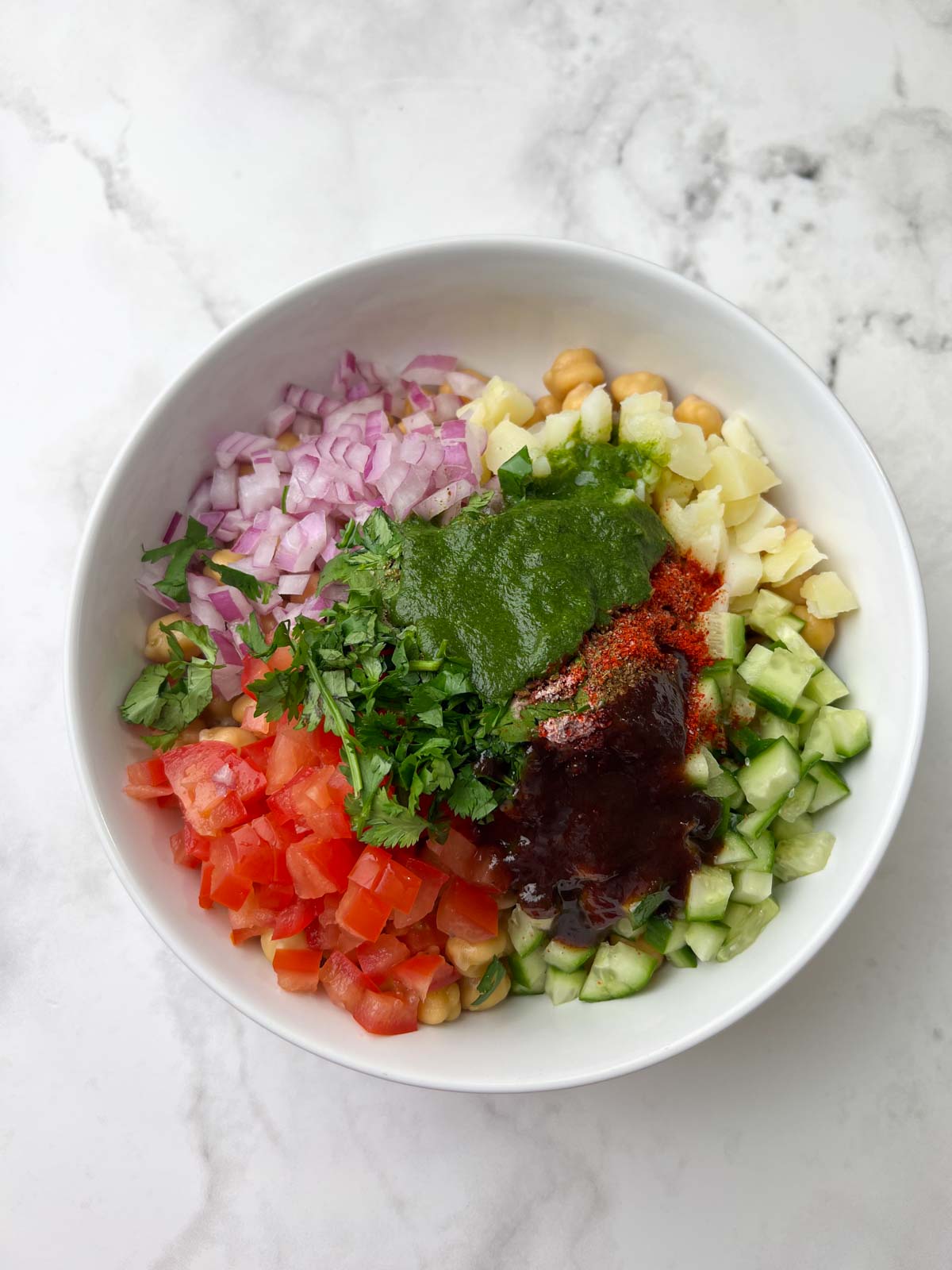 step to add all the ingredients to a bowl